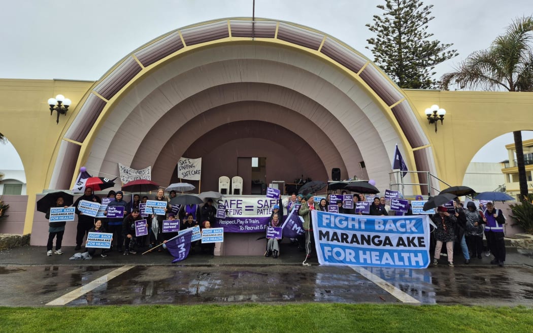 Nurses striking in Napier.