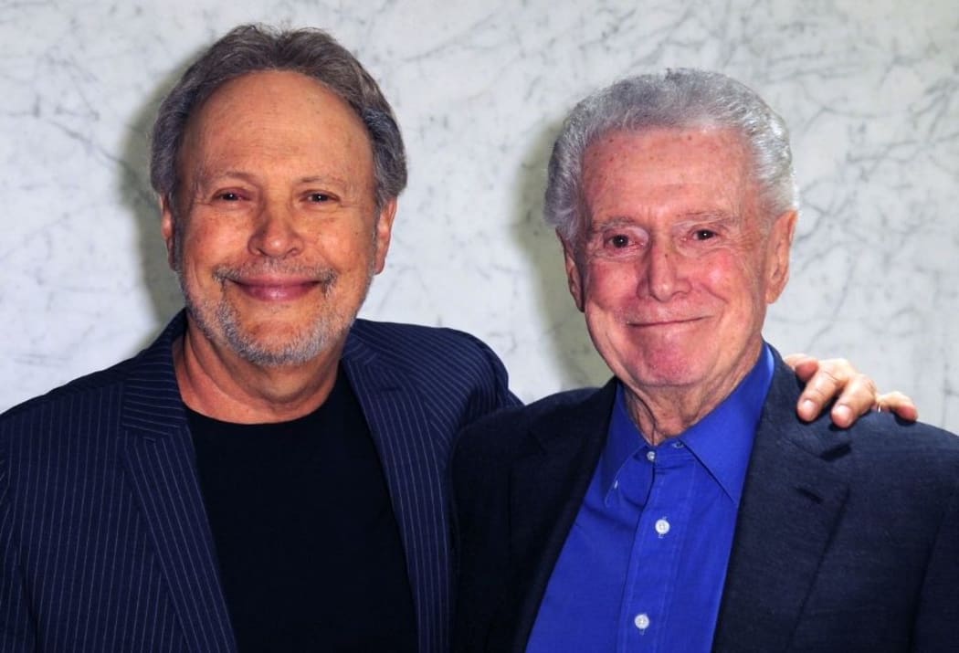 LOS ANGELES, CA - FEBRUARY 20: Billy Crystal (L) and Regis Philbin the Los Angeles Screening of "Standing Up, Falling Down" on February 20, 2020 in Los Angeles, California.