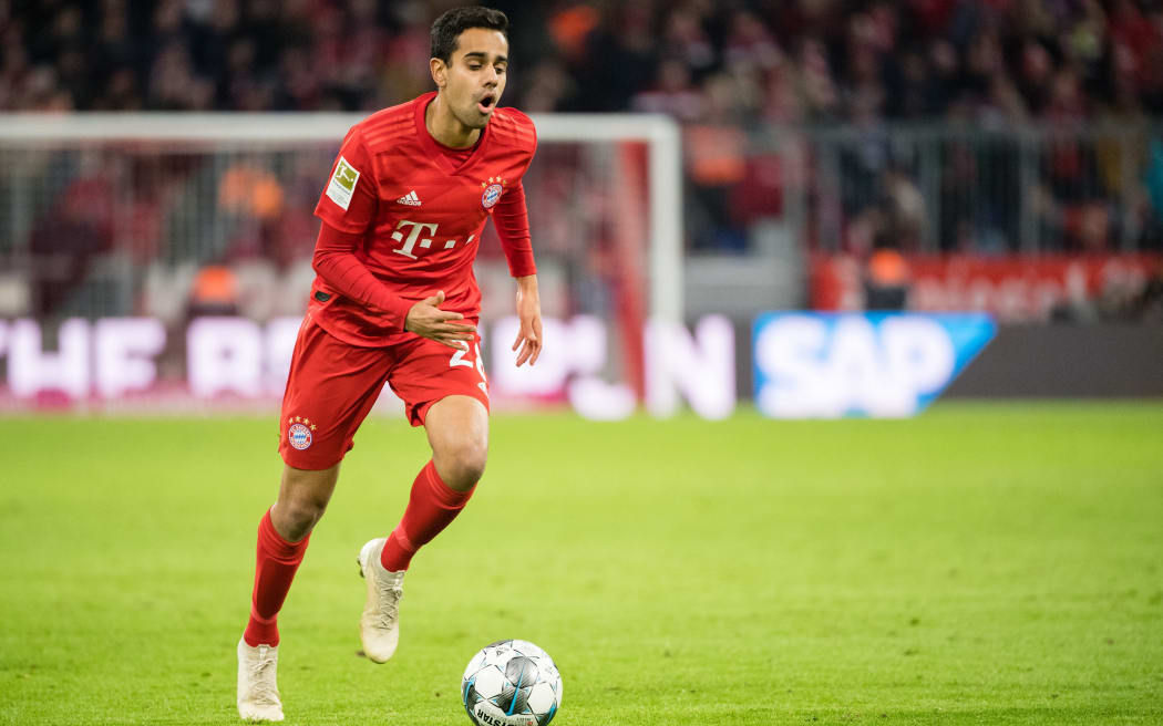 Sarpreet Singh making his first-team debut for Bayern Munich against Werder Bremen in December 2019