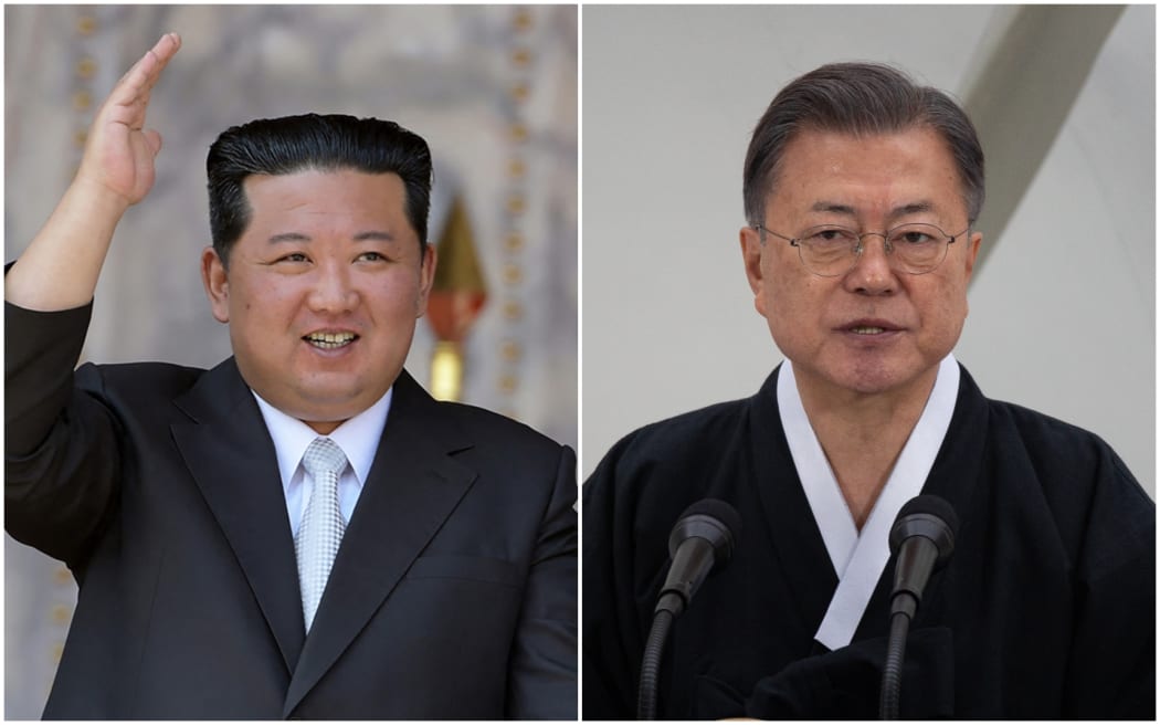 North Korean leader Kim Jong Un and South Korean President Moon Jae-in.