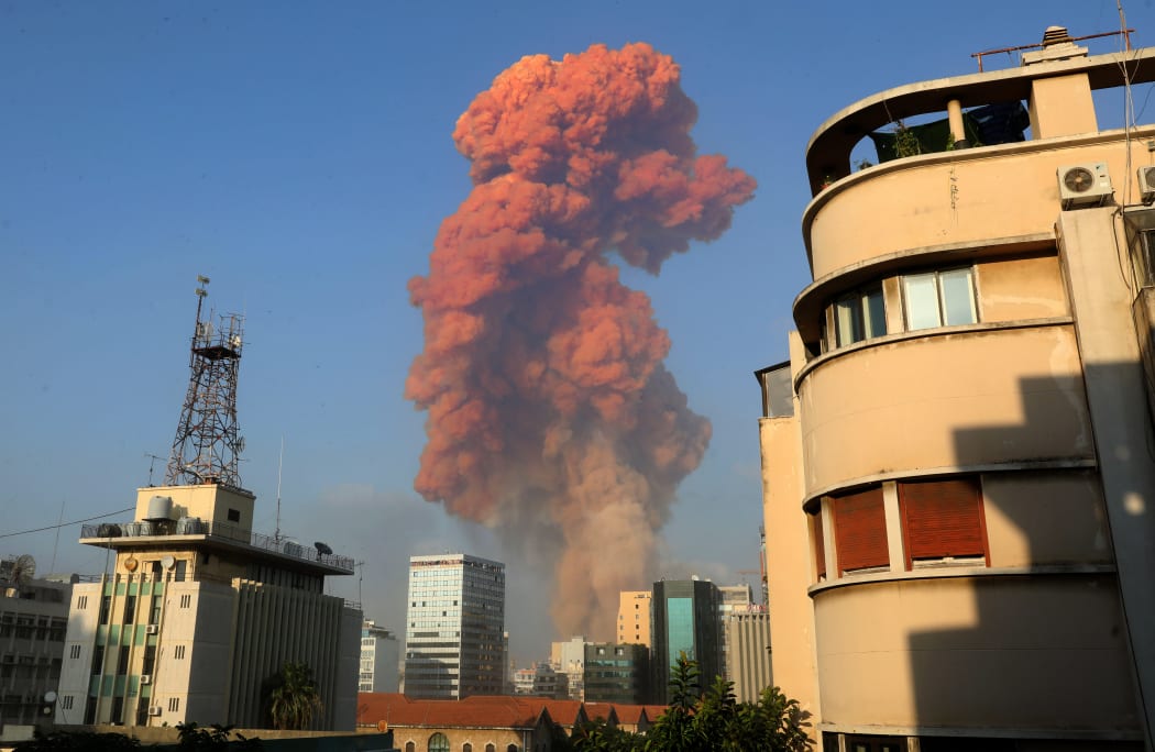 The scene of an explosion in Beirut on 4 August 2020.