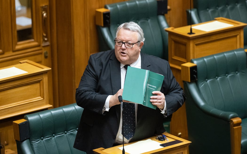 National Party MP Gerry Brownlee asks his colleagues for help interpreting the meaning of passages in the Standing Orders (Parliament's rule book), during the committee stage of Rachel Boyack's Plain Language Bill.