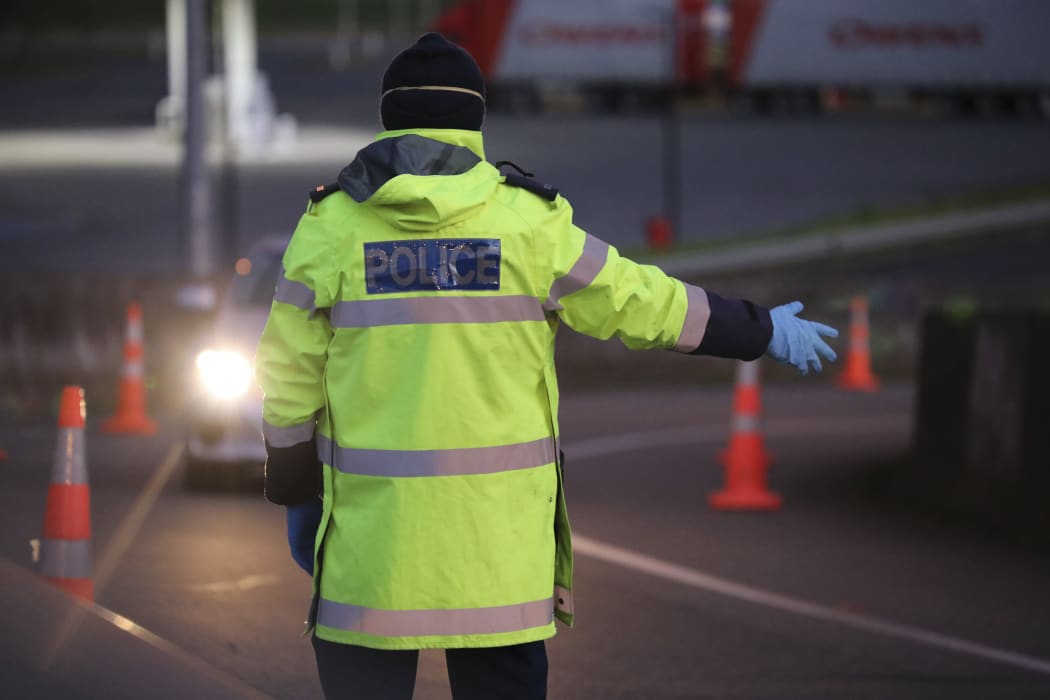 A police checkpoint in Mercer, near Auckland's border with Waikato.