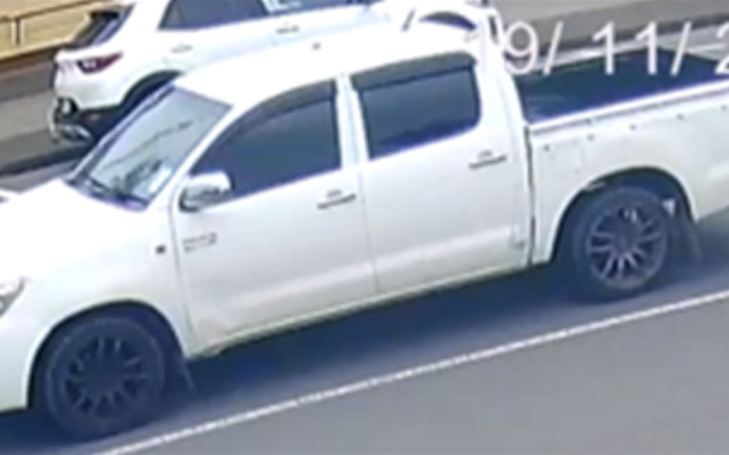 A white 2013 Hilux Ute.