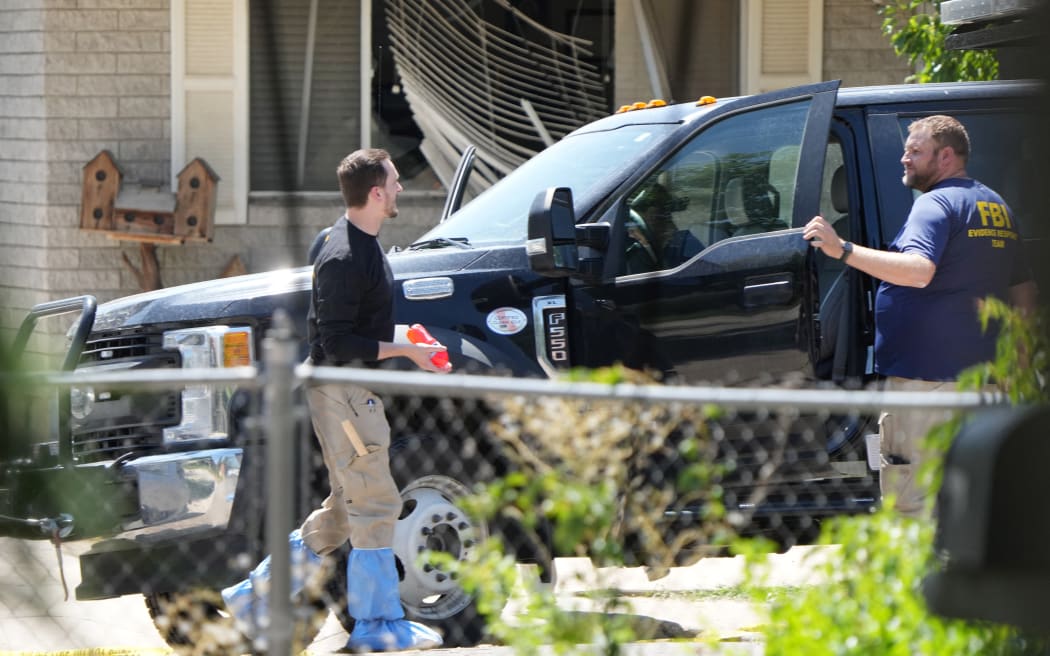 PROVO, UTAH - AUGUST 9: FBI process the home of a man who who was shot and killed by the FBI in a raid on his home this morning on August 9, 2023 in Provo, Utah.