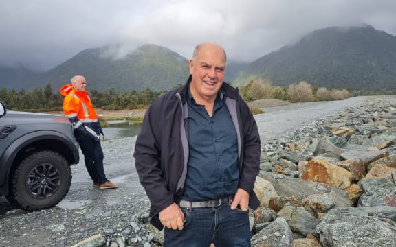 West Coast Regional Council chair Peter Haddock pictured last August on the newly upgraded north bank floodwall.