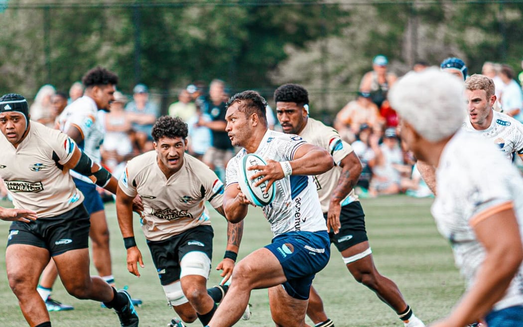 Moana Pasifika on the attack against the Hurricanes in Upper Hutt last Friday. The Hurricanes won 59-26. Photo: Moana Pasifika