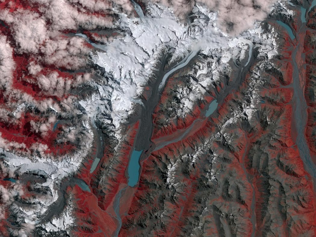 The Mueller Glacier, Hooker Glacier and Tasman Glacier in January 2017.