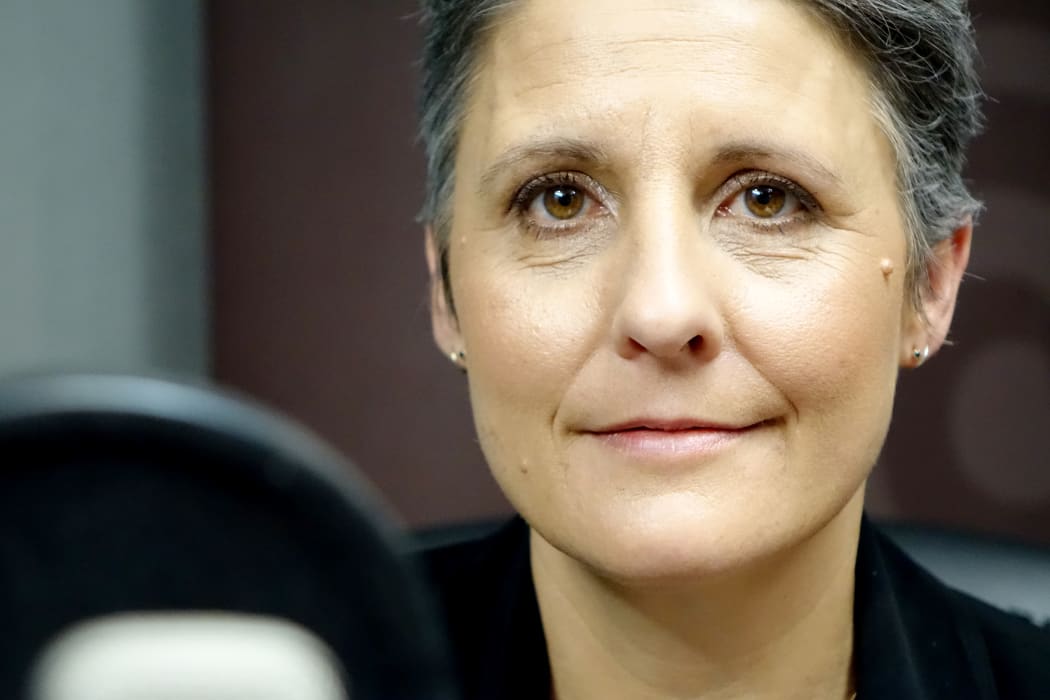 Laila Harre in the Radio New Zealand studios 16 September 2014.