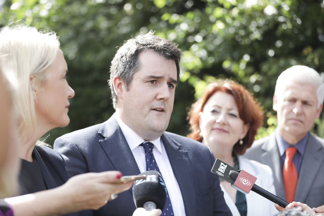 National MP Chris Bishop supports National MP Amy Adams as she announces she will stand for National Party leader.