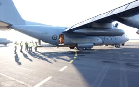The Hercules is prepared for its training mission. Whenuapai-based 40 Squadron is spending a fortnight at Ōhakea air base in Manawatū for to hone skills and precision in dropping supplies from aircraft.