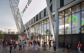 Design concept of what the One NZ Te Kaha stadium in Christchurch will look like.