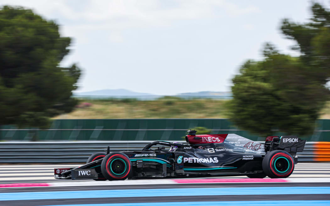 Lewis Hamilton at the 2021 French Formula One Grand Prix at Le Castellet's Circuit Paul Ricard