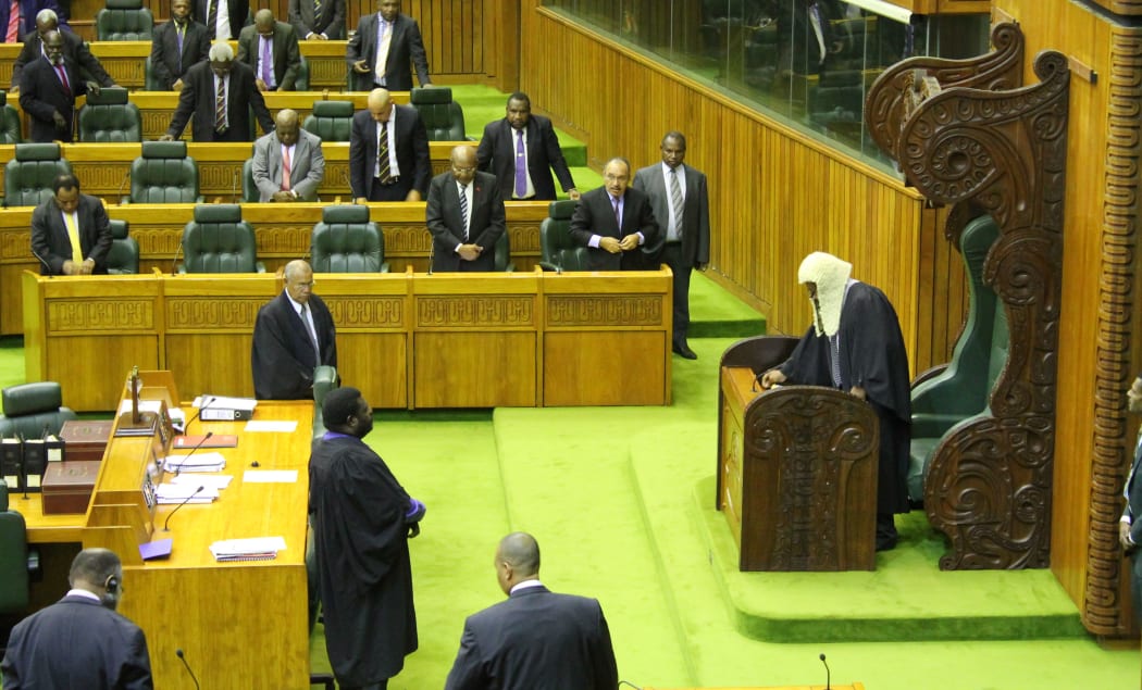 A view of the government benches in Papua New Guinea's parliament.