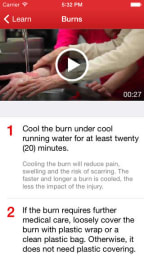 A screen shot of the free Red Cross app