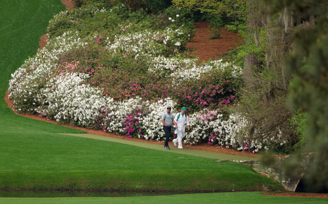 Ryan Fox of New Zealand walks to the 13th fairway during a practice round prior to the 2023 Masters Tournament at Augusta National Golf Club.