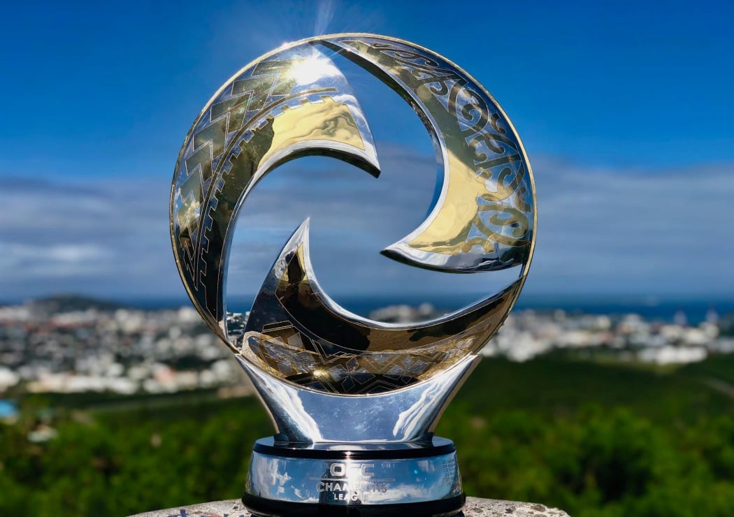 The OFC Champions League Trophy overlooks Noumea ahead of the 2019 Grand Final.