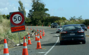Road works north of Otaki.