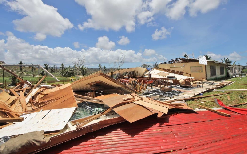 A school wrecked by Cyclone Yasa on the island of Vanua Levu.