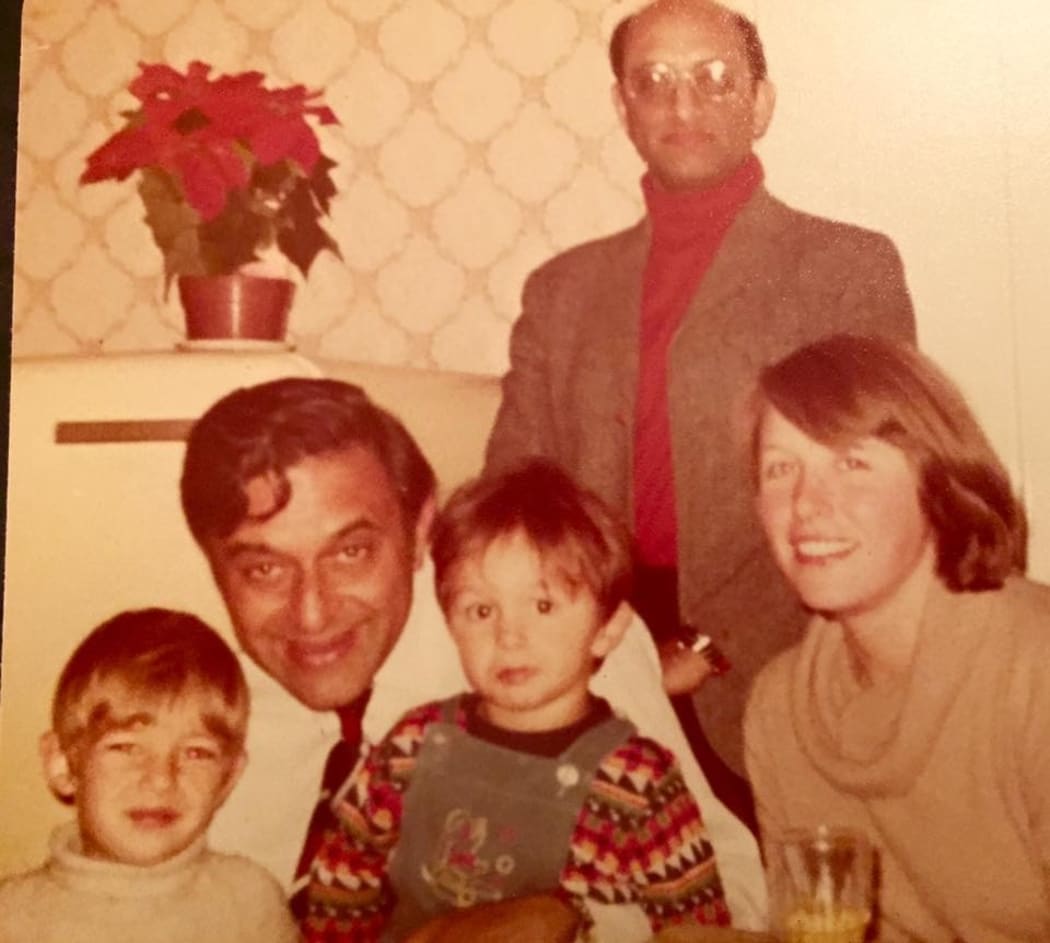 A portrait of the Ikram family: brother Omar, father Hamid Ikram ONZM, uncle Khalid Ikram, mother Rosemary Ikram and Ali Ikram, centre.
