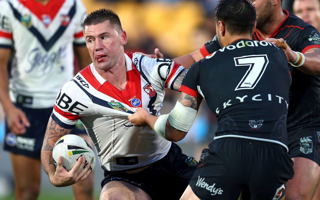 Shaun Kenny-Dowall playing for the Sydney Roosters against the Warriors earlier this year.