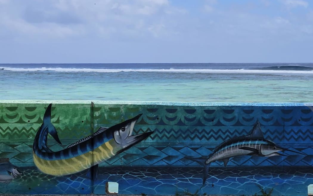 The mural features a variety of sea creatures found in Cook Islands waters.