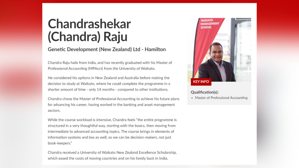 Chandra Raju is a University of Waikato success story.