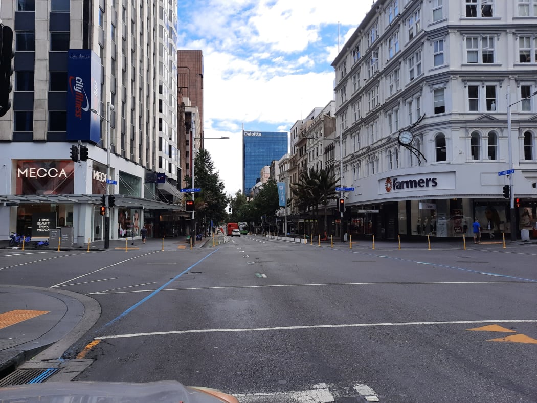 Central Auckland at 9am on the first morning of the latest level 3 lockdown.