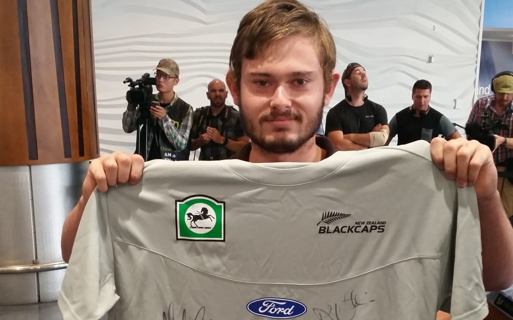 Black Caps fan Taylor says he wants autographs covering this t-shirt