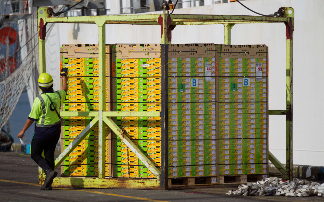 Zespri Kiwifruit is loaded onto the Atlantic Erica at the Port of Tauranga.