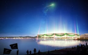 Proposed stadium with Christmas theme.
