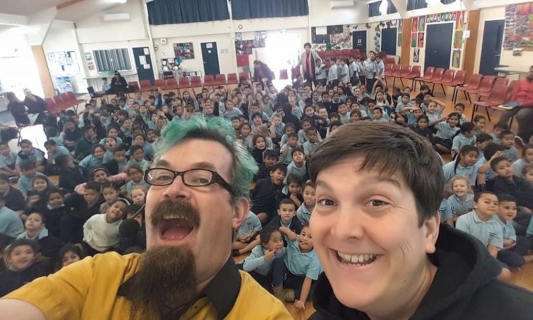 Covid has meant performing to big assemblies like this, hasn't been possible for Alan and Emily Worman.