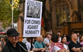 Pro-Palestinian protesters attend a rally against US President Donald Trump's recent remarks on Gaza and Israeli Prime Minister Benjamin Netanyahu in Sydney on February 7, 2025. (Photo by Saeed KHAN / AFP)