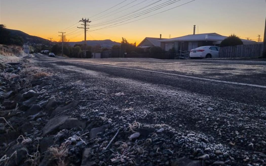 Icy roads in Dunedin's hill suburbs.