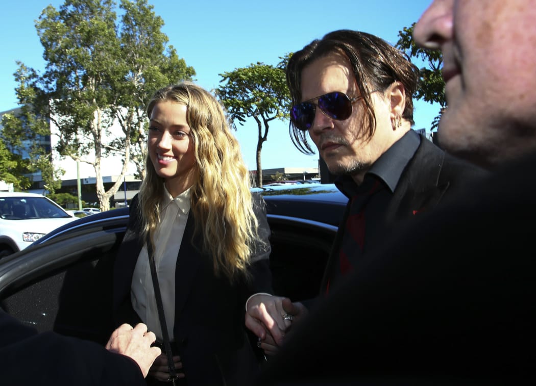 Johnny Depp and Amber Heard in Australia in April 2016, arriving at court over Heard's alleged illegal importation of their two Yorkshire terrier dogs Boo and Pistol into the country in a private jet in 2015.
