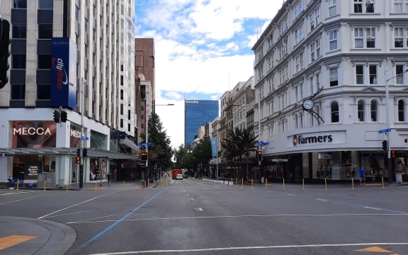 Central Auckland at 9am on the first morning of the latest level 3 lockdown.
