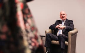 Prime Minister Christopher Luxon speaks at the post-Budget ANZ Breakfast in Wellington on May 28, 2025.