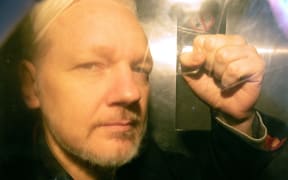 WikiLeaks founder Julian Assange arrives at court in London on May 1, 2019 to be sentenced for bail violation.