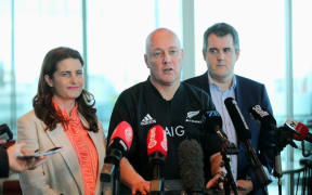 National Party deputy Nicola Willis, incoming prime minister Christopher Luxon, and campaign chair Chris Bishop on 15 October, 2023.