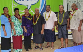 FFAS president Faiivae Iuli Alex Godinet(C) and the six executive committee members.
