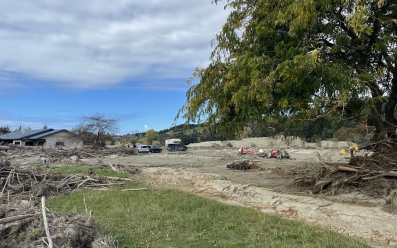 The Esk River cut a massive swathe through the whole valley when it burst its stop banks during Cyclone Gabrielle, sending a wave of sludgy water metres high over surrounding properties.