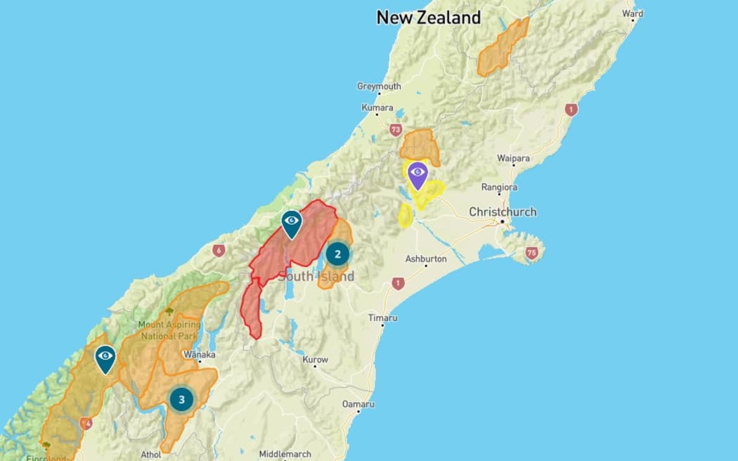 A map of the Avalanche Advisory for 13 September 2024 issued by the Mountain Safety Council.