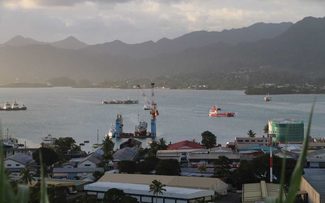 A view of the harbour from the hills above the Fiji capital Suva.