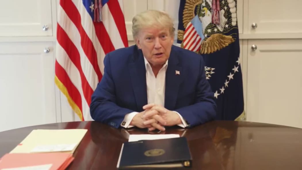 U.S President Donald Trump tweeted a video about his condition on Saturday Oct 3, 2020 in the Presidential Suite at the Walter Reed National Military Medical Center in Bethesda, Maryland on Saturday, October 3.