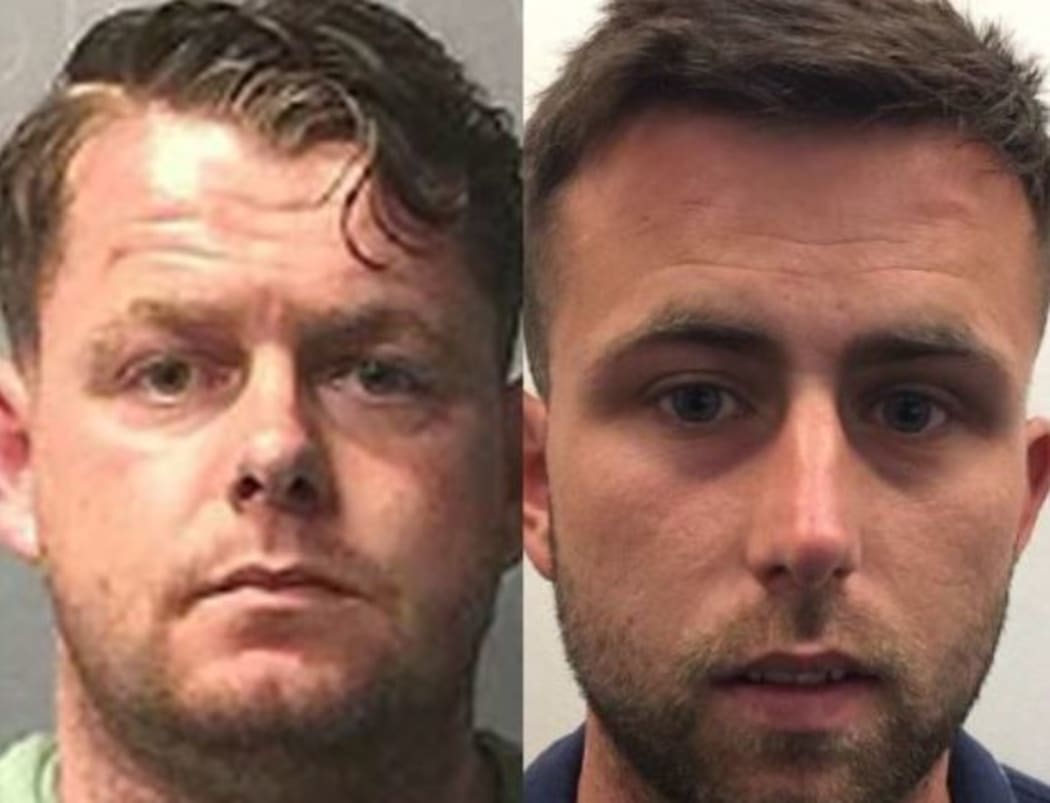 Tommy Ward (L) and William Donohue appeared in the Wellington District Court today via a video link.