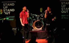Rongo at the finals of  the Stand Up Stand Out music competition