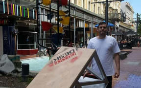 Nick Maarhuis with his quake proof desk