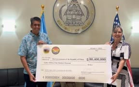 Palau received the US$80.4 million allotted for fiscal year (FY) 2025 under the renewed economic provisions of COFA on its 30th anniversary of independence on 1 October. On the left is Palau's President Surangel Whipps Jnr and on the right is US assistant secretary for Insular and International Affairs, Carmen Cantor.