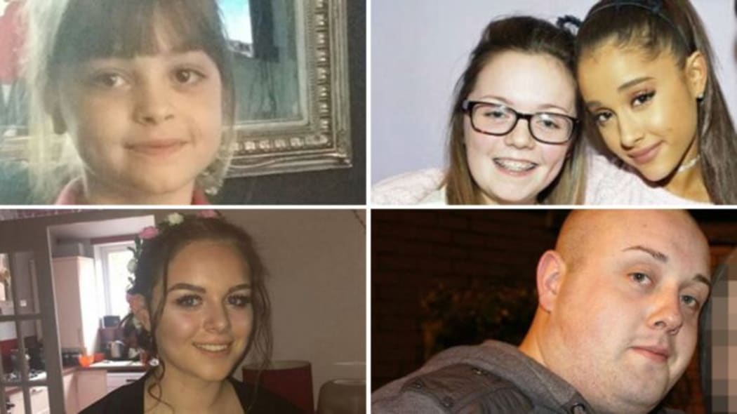 Clockwise from top left: Saffie Roussos, Georgina Callander (left, with Ariana Grande), John Atkinson and Olivia Campbell