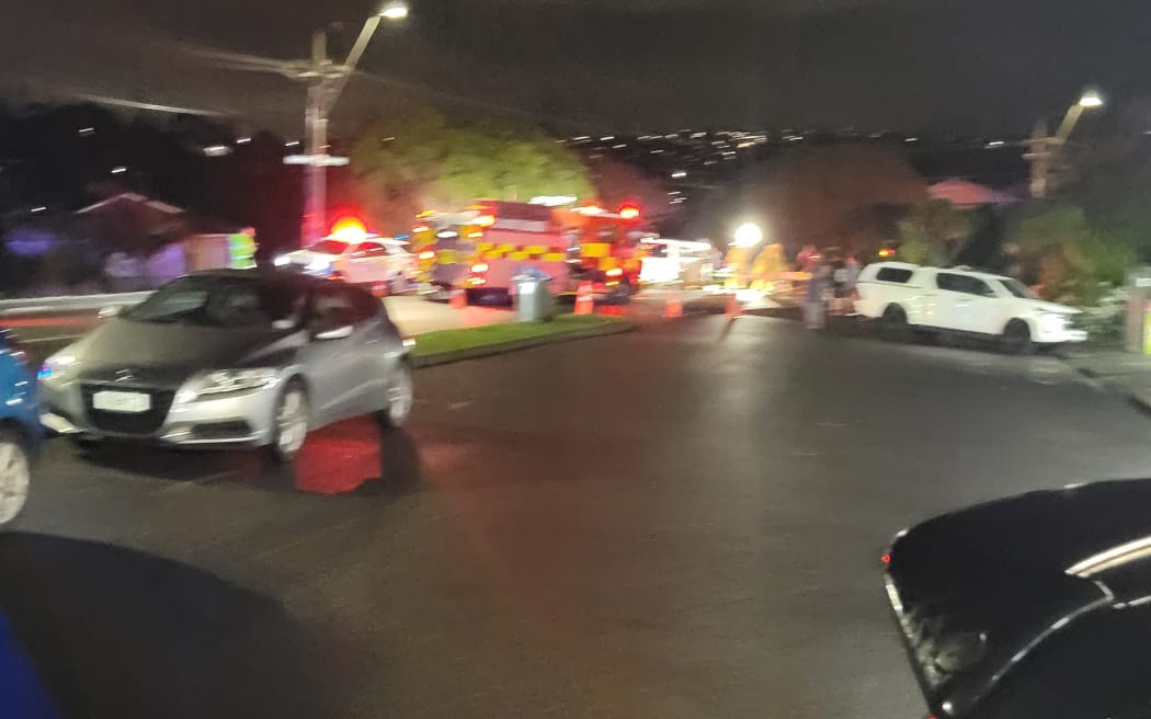 Scene after crash after police pursuit in in New Windsor, Auckland
